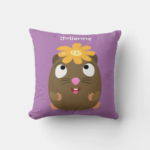 Tecknad för Cute guinea gris lycklig Kudde