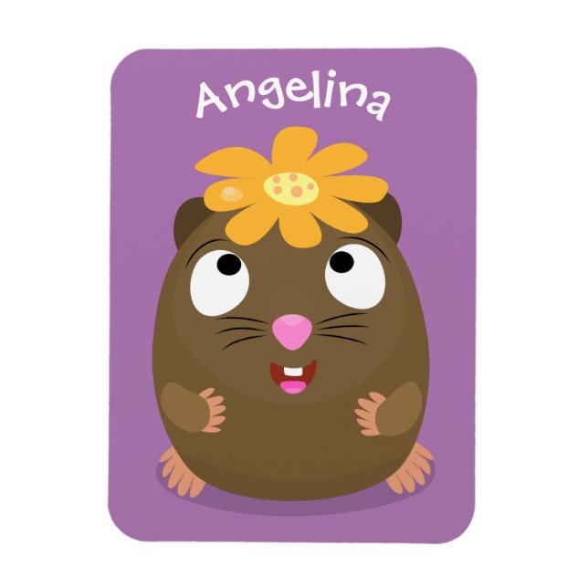 Tecknad för Cute guinea gris lycklig Magnet (Vertikal)