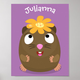 Tecknad för Cute guinea gris lycklig Poster