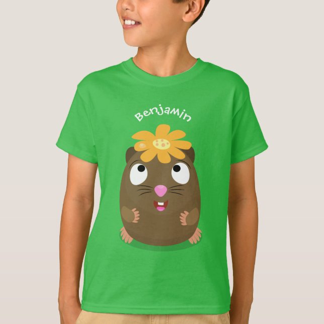 Tecknad för Cute guinea gris lycklig T Shirt (Framsida)