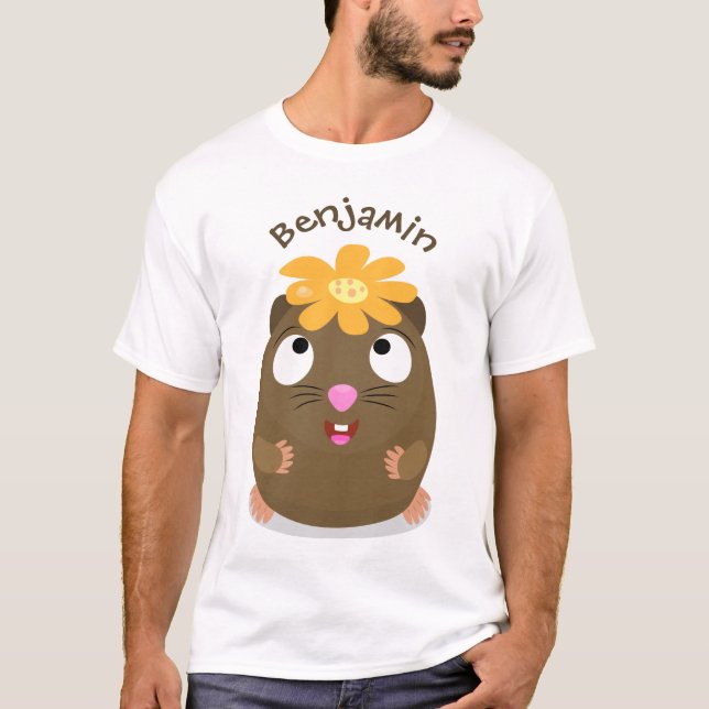 Tecknad för Cute guinea gris lycklig T Shirt (Framsida)