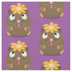 Tecknad för Cute guinea gris lycklig Tyg