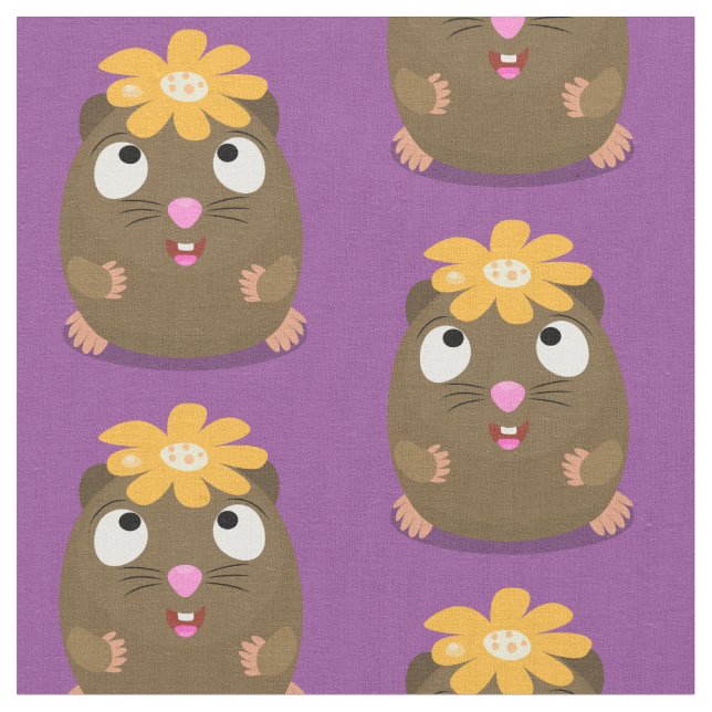 Tecknad för Cute guinea gris lycklig Tyg (Närbild)