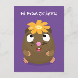 Tecknad för Cute guinea gris lycklig Vykort