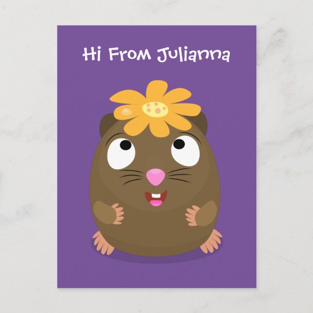 Tecknad för Cute guinea gris lycklig Vykort (Framsida)