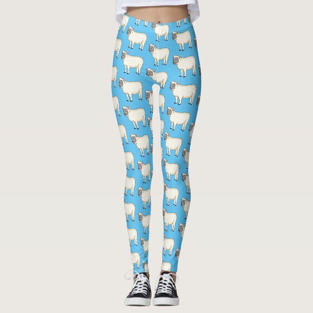 Tecknad för Cute lycklig får Leggings (Framsida)