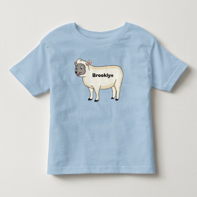 Tecknad för Cute lycklig får T Shirt (Framsida)