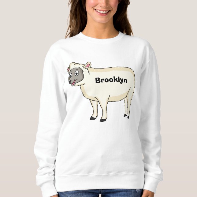 Tecknad för Cute lycklig får T Shirt (Framsida)