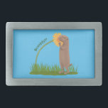 Tecknad för cute prairie hund sniffning blomma<br><div class="desc">En söt prairie hund är att lycklig doftar blommorna. Ritad i roligt tecknad stil.</div>