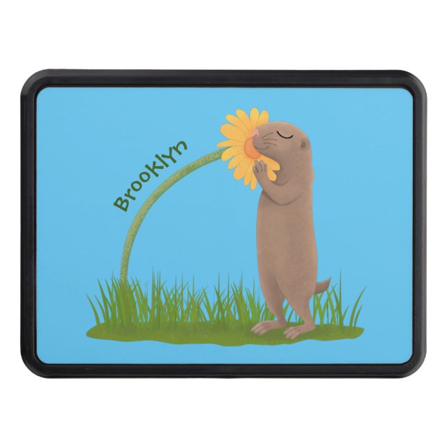 Tecknad för cute prairie hund sniffning blomma dragkroksskydd (Framsidan)