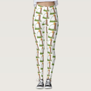 Tecknad för cute prairie hund sniffning blomma leggings