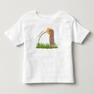Tecknad för cute prairie hund sniffning blomma t shirt