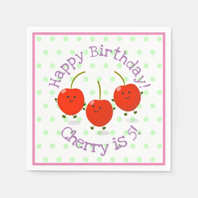 Tecknad för Cute Red cherry-vänner Pappersservett (Framsidan)