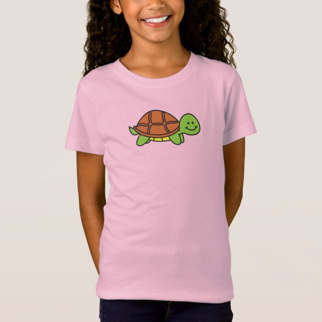 Tecknad för Cute Smiling Turtle T Shirt (Framsida)