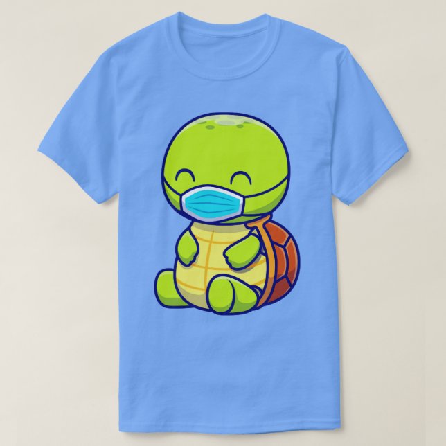 Tecknad för Cute Turtle Wearing Mask T Shirt (Design framsida)