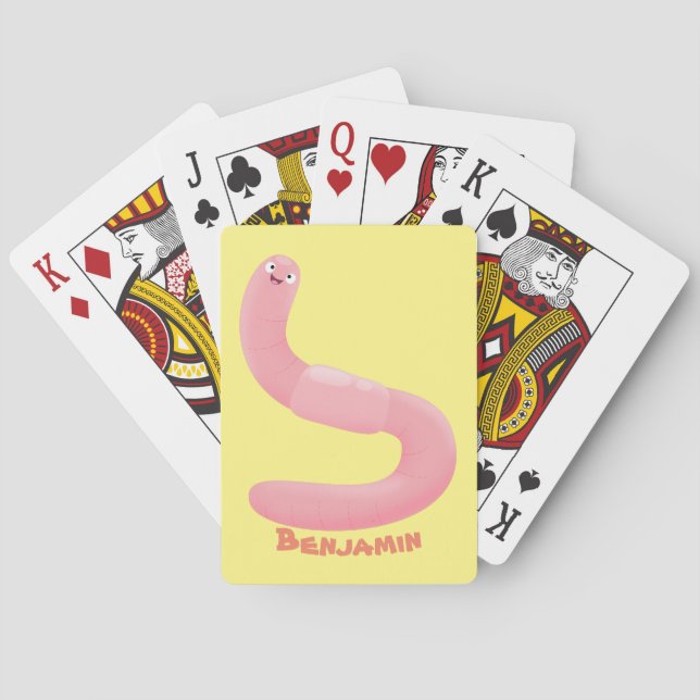 Tecknad för daggmask vid rosa i lycklig casinokort (Baksidan)