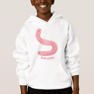 Tecknad för daggmask vid rosa i lycklig t shirt