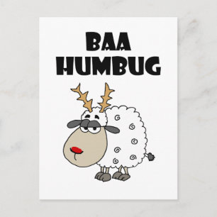Tecknad för den fina Sheep Bah Humbug jul Pun Vykort