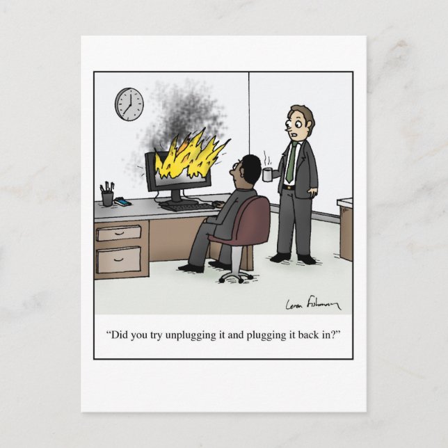 Tecknad för den funktionella dator- och teknikkont vykort (Framsida)