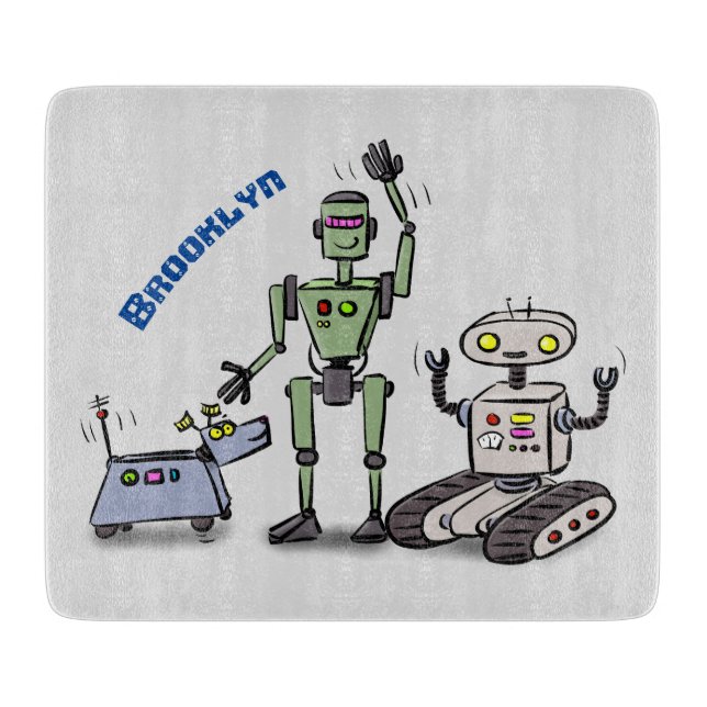tecknad för den söta robottrio-roboten i lycklig (Framsidan)