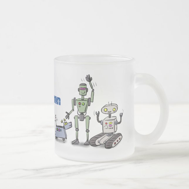 tecknad för den söta robottrio-roboten i lycklig frostad glasmugg (Höger)