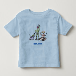 tecknad för den söta robottrio-roboten i lycklig t shirt
