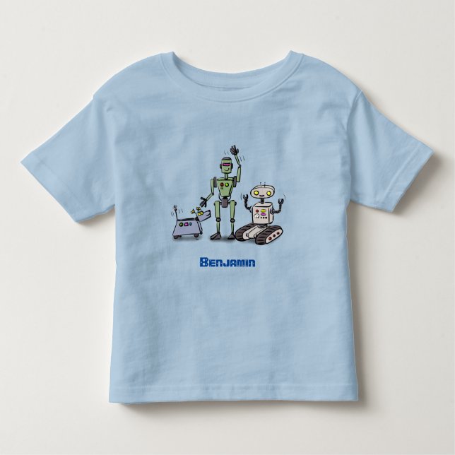 tecknad för den söta robottrio-roboten i lycklig t shirt (Framsida)