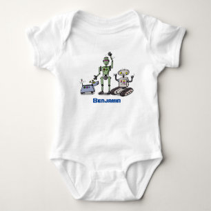 tecknad för den söta robottrio-roboten i lycklig t shirt