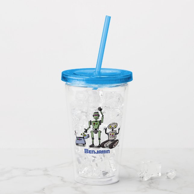 tecknad för den söta robottrio-roboten i lycklig take away mugg (Baksida Ice)