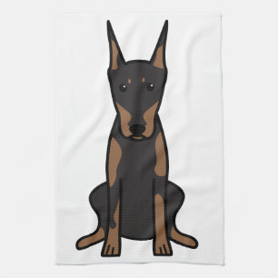 Tecknad för DobermanPinscherhund Kökshandduk