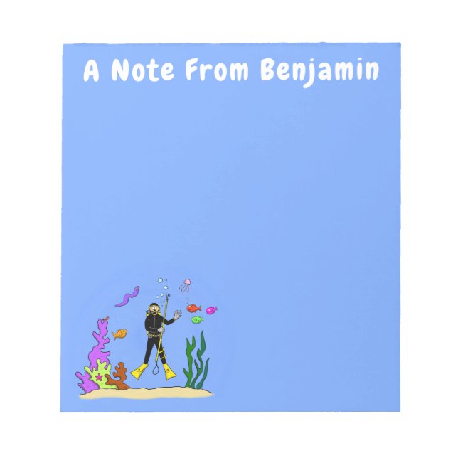 Tecknad för dykare för dykare och fisklevande havs anteckningsblock (Framsida)