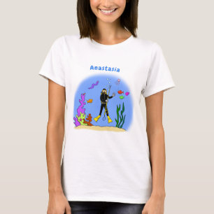 Tecknad för dykare för dykare och fisklevande havs t shirt