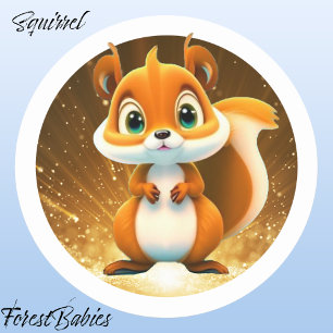 Tecknad för ekorrel 🐿 Cute Woodland Animal Graphi Runt Klistermärke