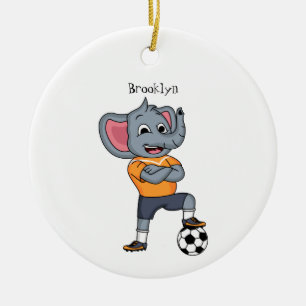Tecknad för Elephant-fotbollsspelare Julgransprydnad Keramik