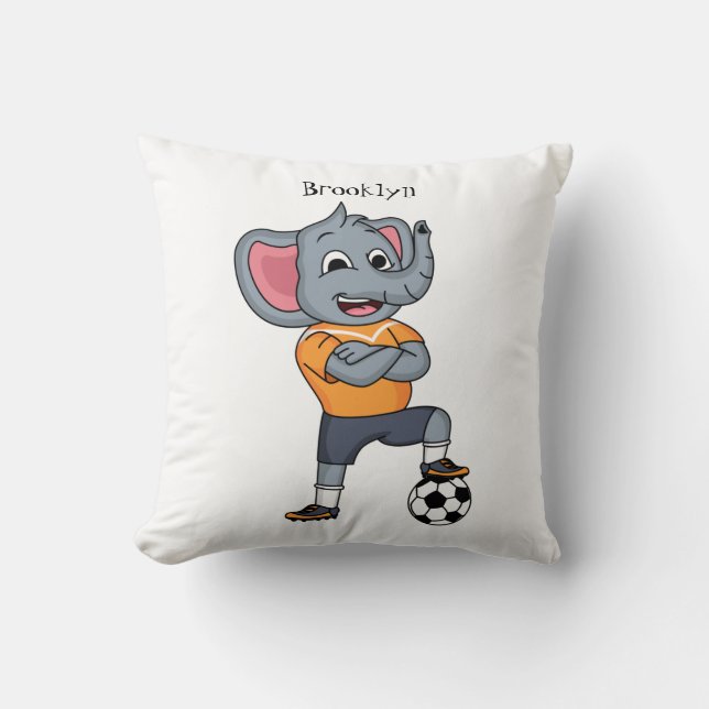 Tecknad för Elephant-fotbollsspelare Kudde (Framsida)