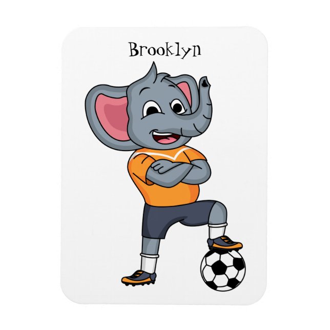 Tecknad för Elephant-fotbollsspelare Magnet (Vertikal)