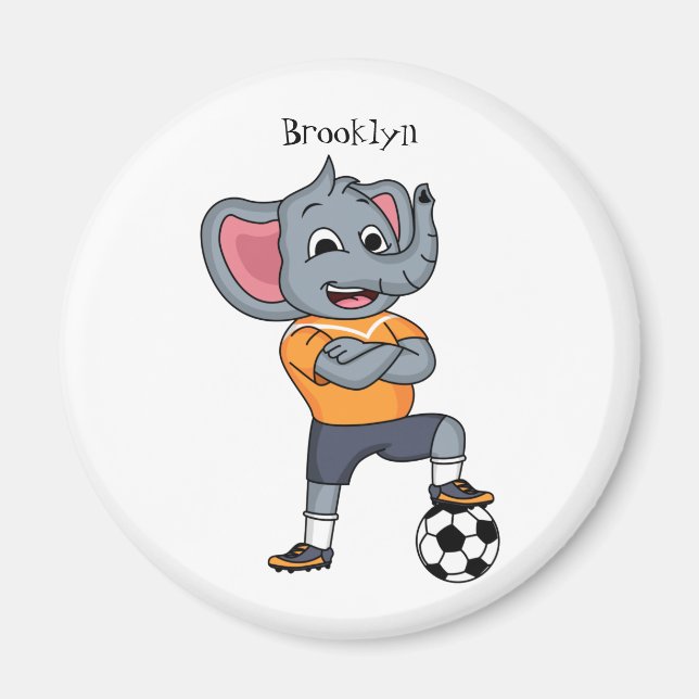 Tecknad för Elephant-fotbollsspelare Magnet (Framsidan)
