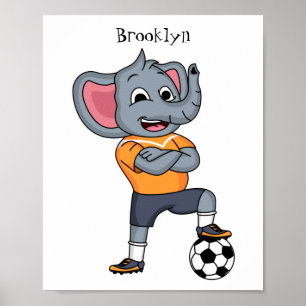 Tecknad för Elephant-fotbollsspelare Poster