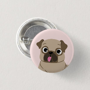 Tecknad för fantig pug Puppy Knapp