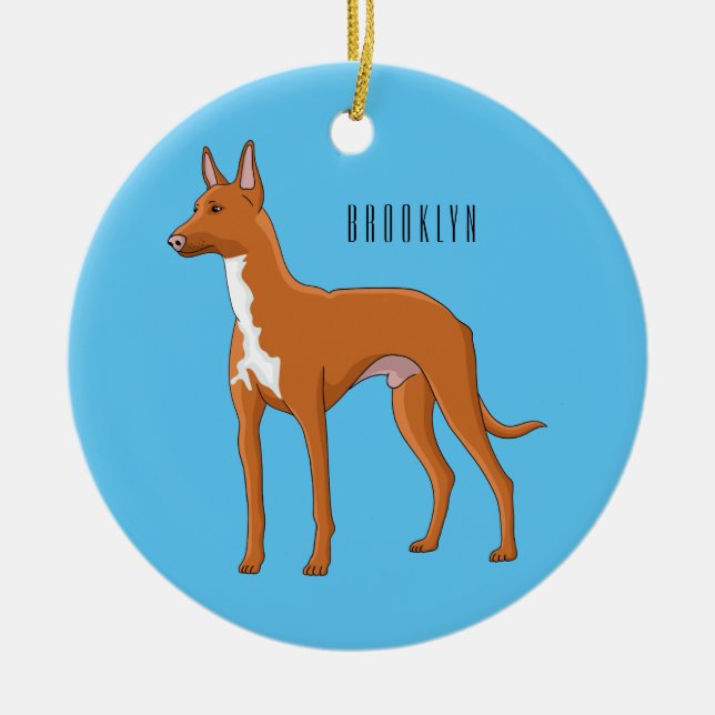 Tecknad för faraoh hound-hund julgransprydnad keramik (Framsidan)