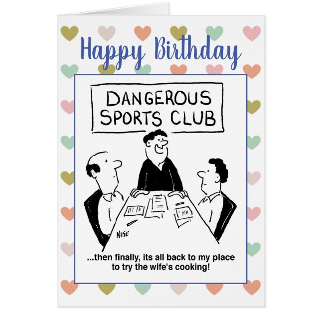 Tecknad för farlig sportsport, Klubb Hälsningskort (Framsidan)
