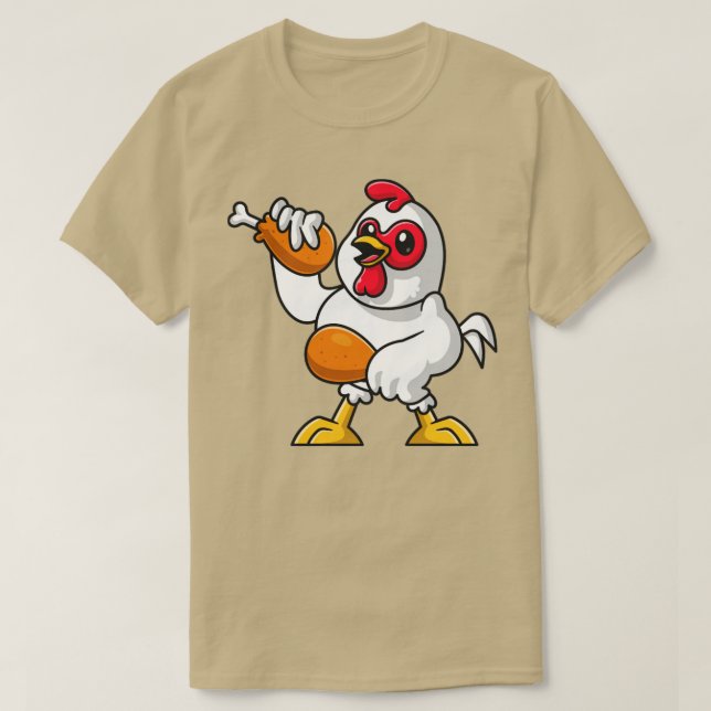 Tecknad för färsk kyckling, ostf Holding Fried Chi T Shirt (Design framsida)