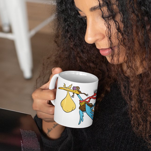 Tecknad för flygande stork med Goggles och Baby Bu Kaffemugg (Skapare uppladdad)