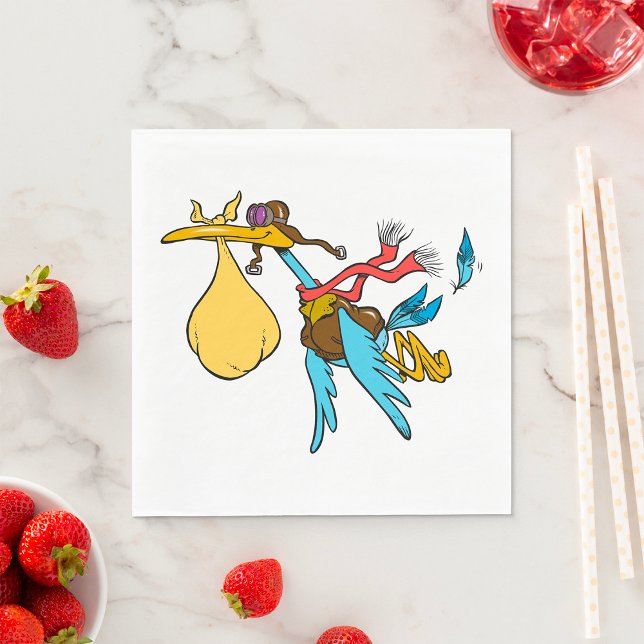 Tecknad för flygande stork med Goggles och Baby Bu Pappersservett (Skapare uppladdad)