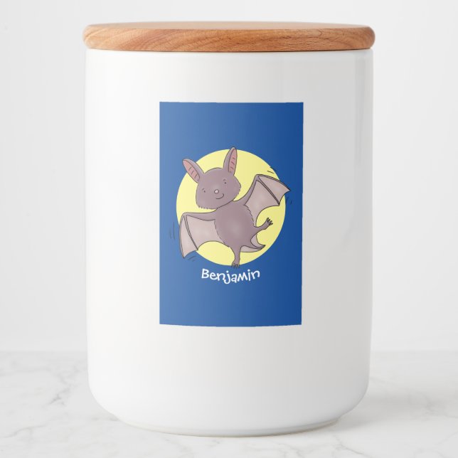 Tecknad för flygflygning i Cute baby fladdermus Mat Etikett (Framsida)