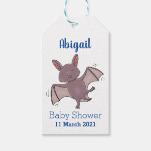 Tecknad för flygflygning i Cute baby fladdermus Presentetikett