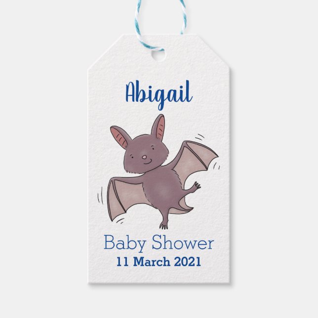 Tecknad för flygflygning i Cute baby fladdermus Presentetikett (Framsidan)