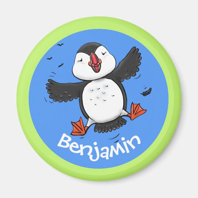 Tecknad för flygplansflygning i Cute lycklig Magnet (Framsidan)