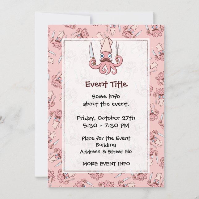 Tecknad för flytande ost inbjudningar (Baksida)