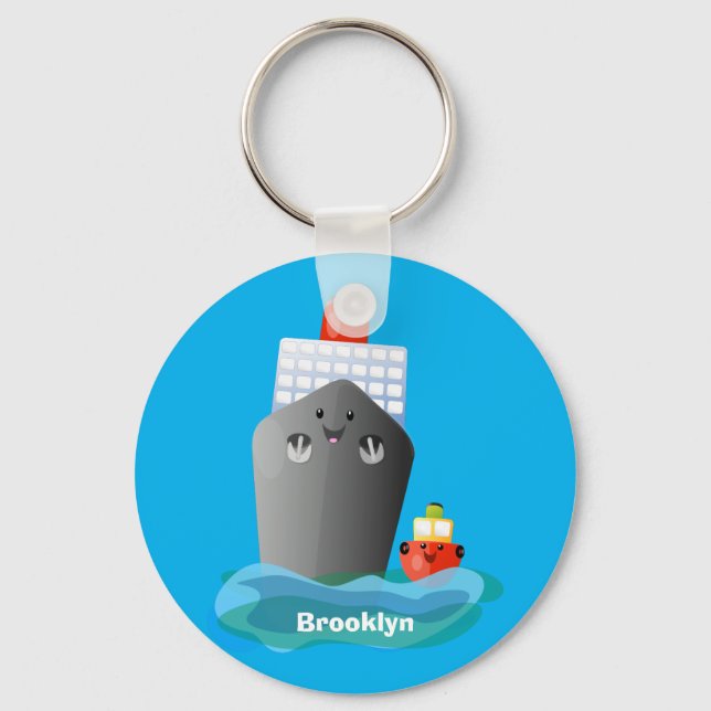 Tecknad för frakt av bogserbåtar för rutor för  av nyckelring (Framsida)